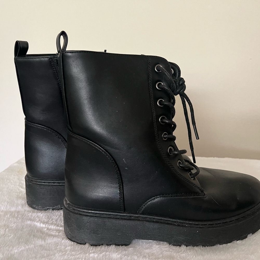 Black Lace-Up Ankle Boots